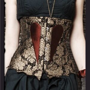 Heavy Red Victorian Goth Brocade Underbust Alice Corset size XL